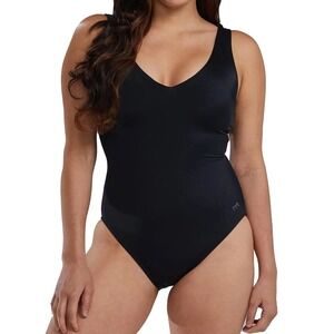 TYR Women Black Controlfit One Piece Swimsuit V-Neck UPF 50+ XS NWT Resort